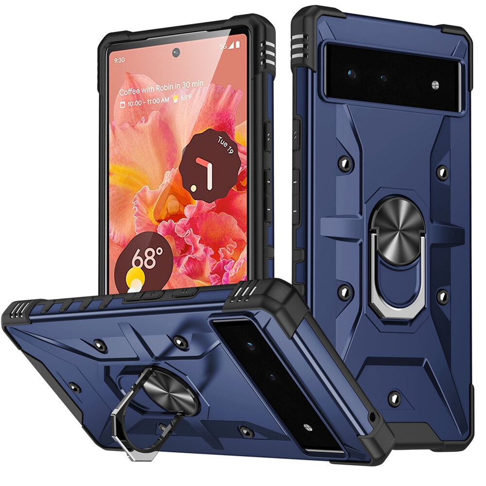 Armor Case for Google Pixel 6, Pixel 6A with Stand, 360°Magnetic Ring Kickstand Military Protective Case Bumper Phone Cover for Google Pixel 7, Pixel 7 Pro