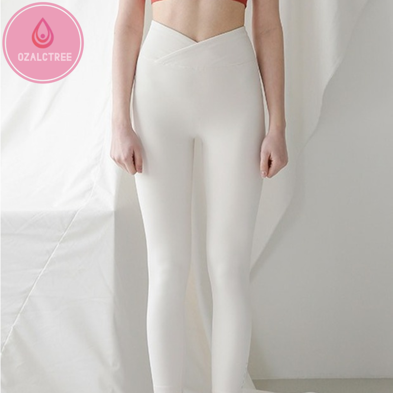 OzalCtree White Hip-lifting Fitness Pants Women's Tight Waist Waist Pants Casual Pants Nude Outer Quick-drying Sports Pants