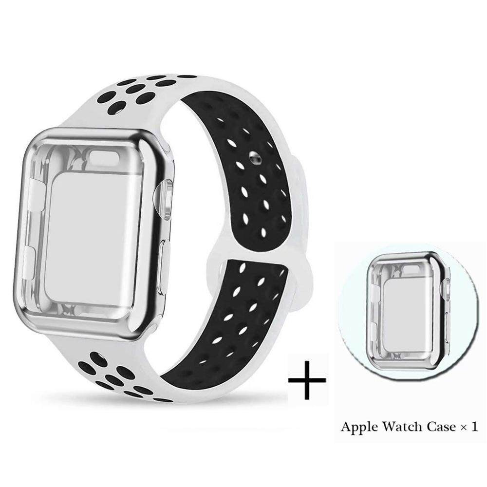 For Apple Watch Sport Loop Band 44mm With Screen Protector Case For