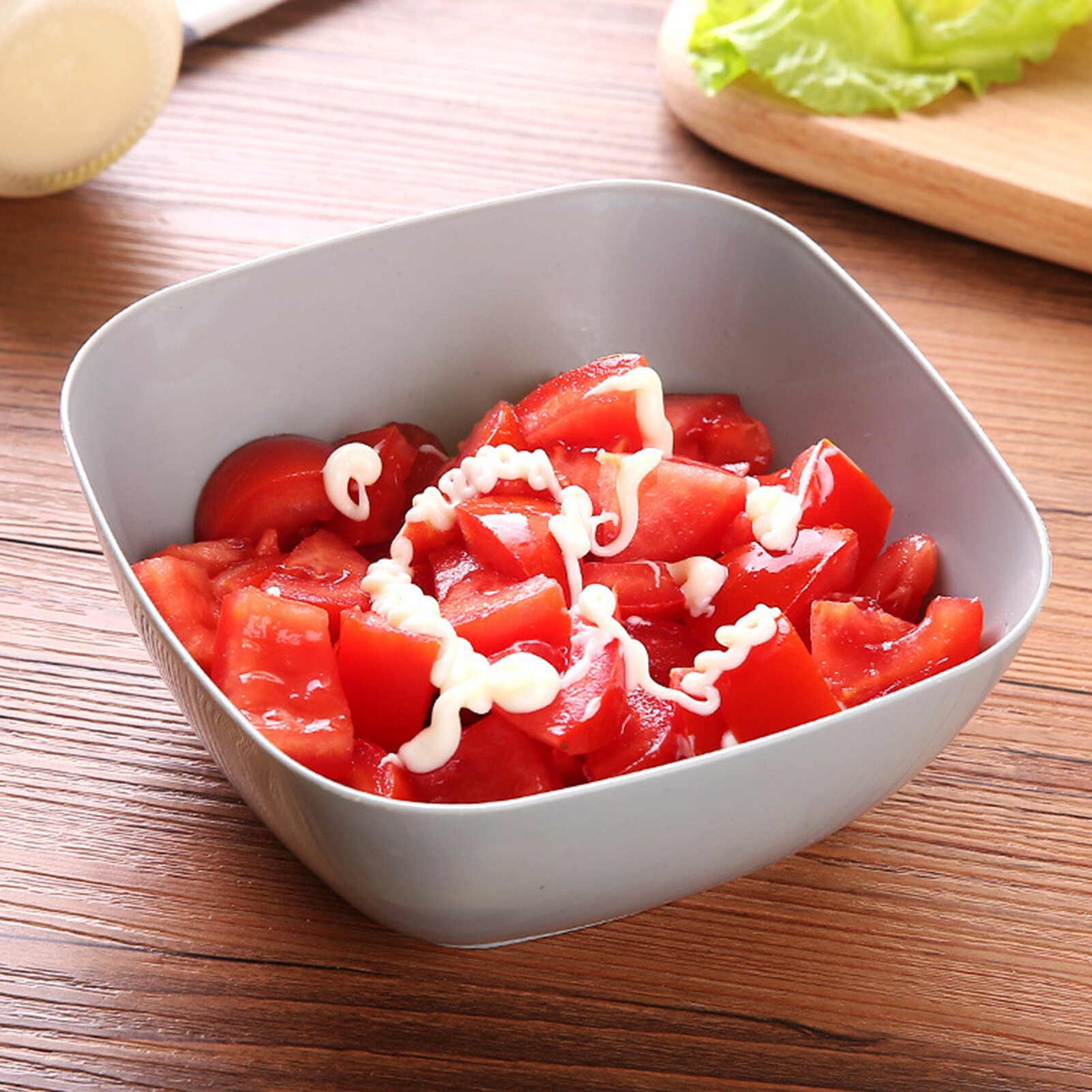 homesir Square Bowl Unbreakable Multifunctional Plastic Eco-friendly Salad Fruit Bowl for Kitchen