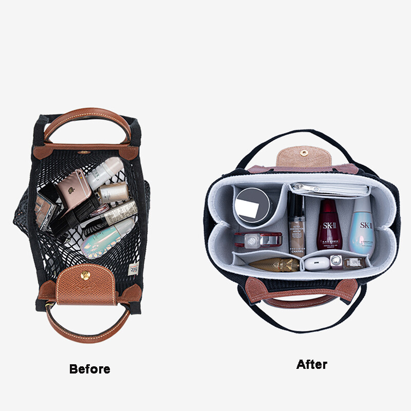EverToner Felt Insert Bag For Longchamp LE PLIAGE FILET Top Handle Bag Storage Organizer Support Shape Bag  Inner Bag In Bag