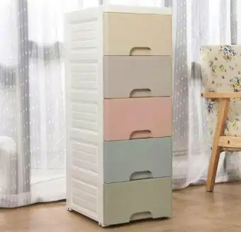 Colorful 5 Tier Plastic Drawer 38cm Length Cabinet Layer Storage