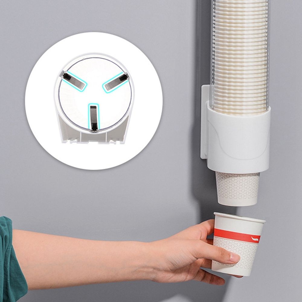 ELEVE Disposable Paper Cups Wall Mounted Dustproof Automatic Plastic Storage Rack Cup Dispenser Cup Remover Cup Holder