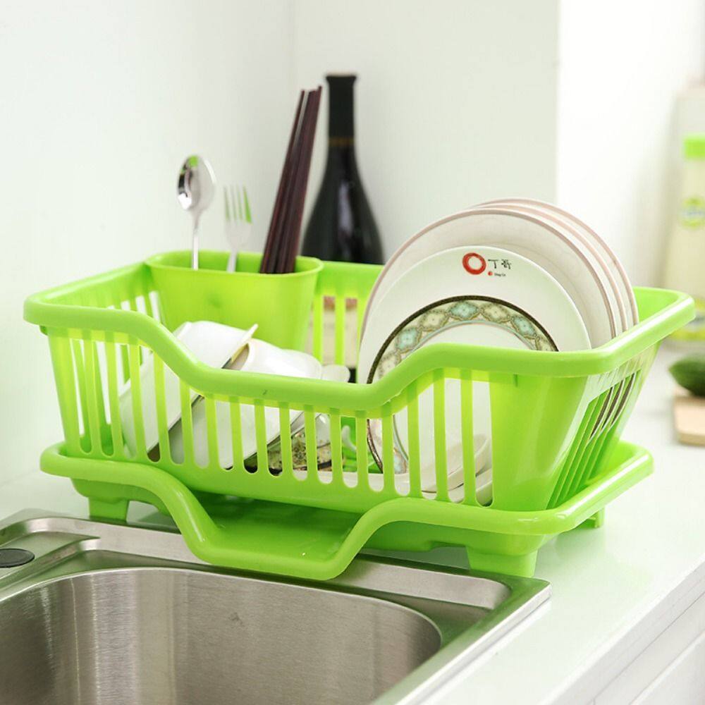 HOUSEWIFE SPACE Kitchen Chopsticks Spoons Organizer Plates Countertop Dinnerware Drain Board Storage Rack Utensils Drainer Rack Dish Drying Rack