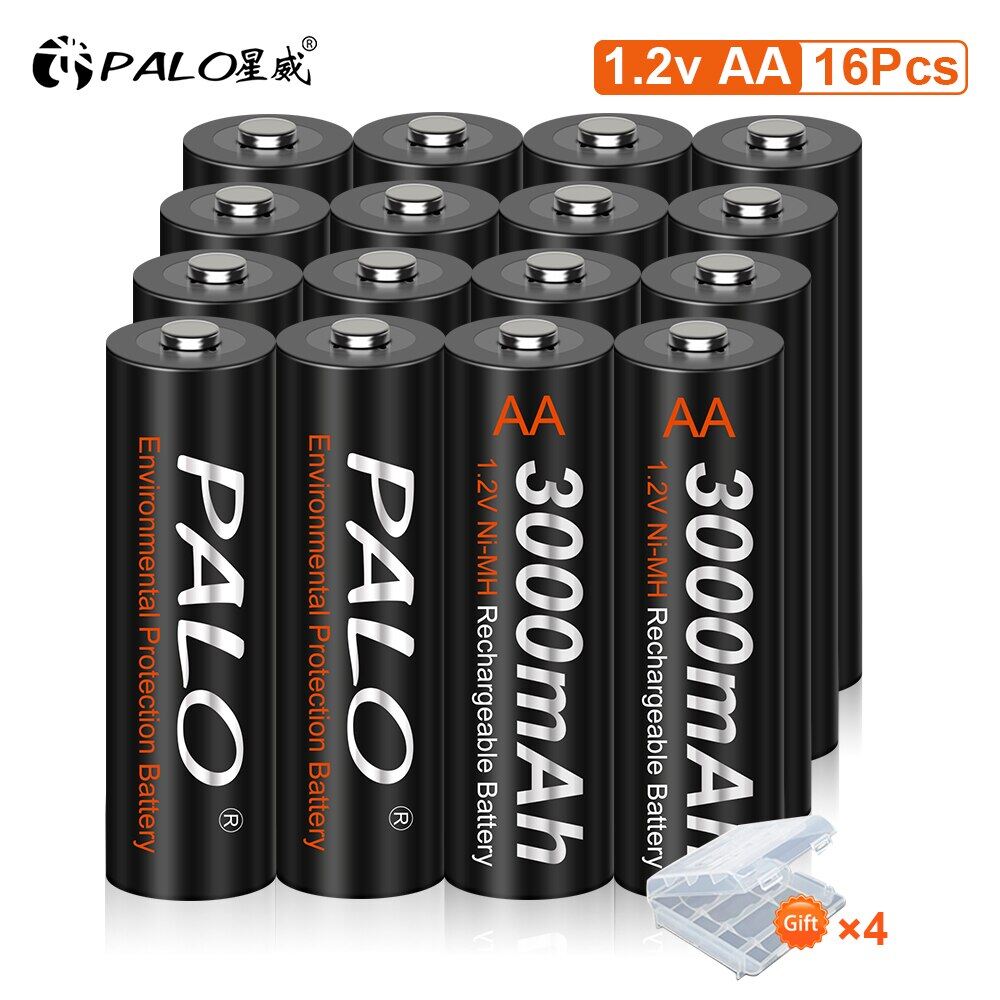 Palo aa nimh aa 3000mah 1.2v 2a ni-mh aa rechargeable batteries aa bateria baterias and 1.2v smart usb charger