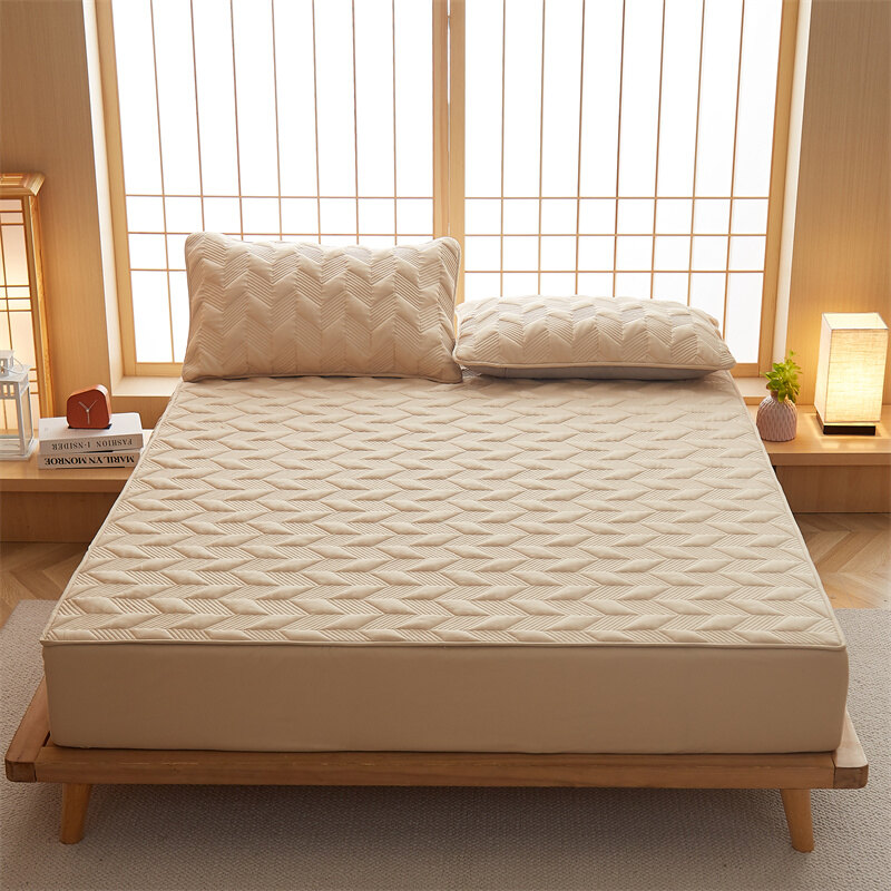 Soy Fiber Cotton Bed Cover for Single Double Queen King Bed Adjustable Mattress Cover with Elastic Belt Fitted Sheet Bed Sheet