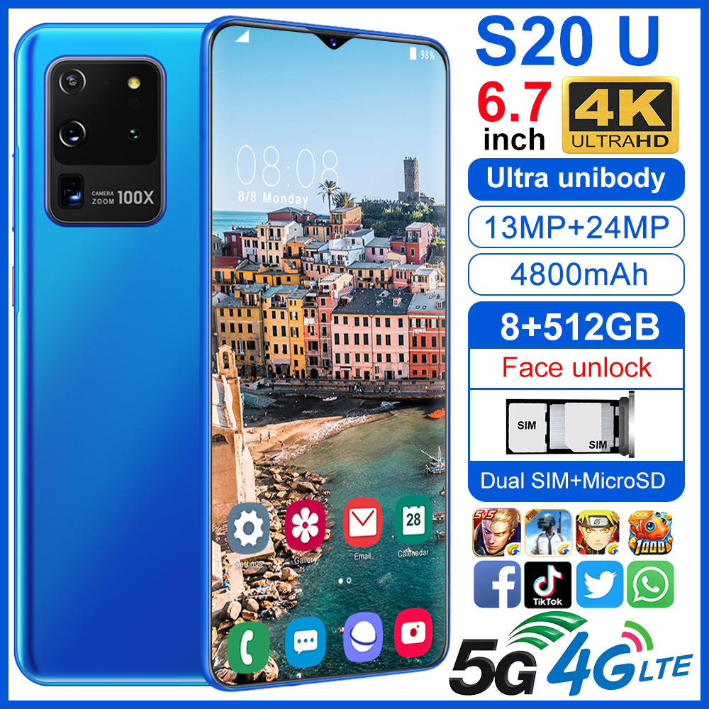 S20u Mobile Gaming Phone Handphone Murah 4g Smartphone 8g 512g Mtk6799 10 Core 6 7 Inch Hd 1440 3040 4g 5g Network Face Recognition Battery 4800mah Android 10 0original Lazada