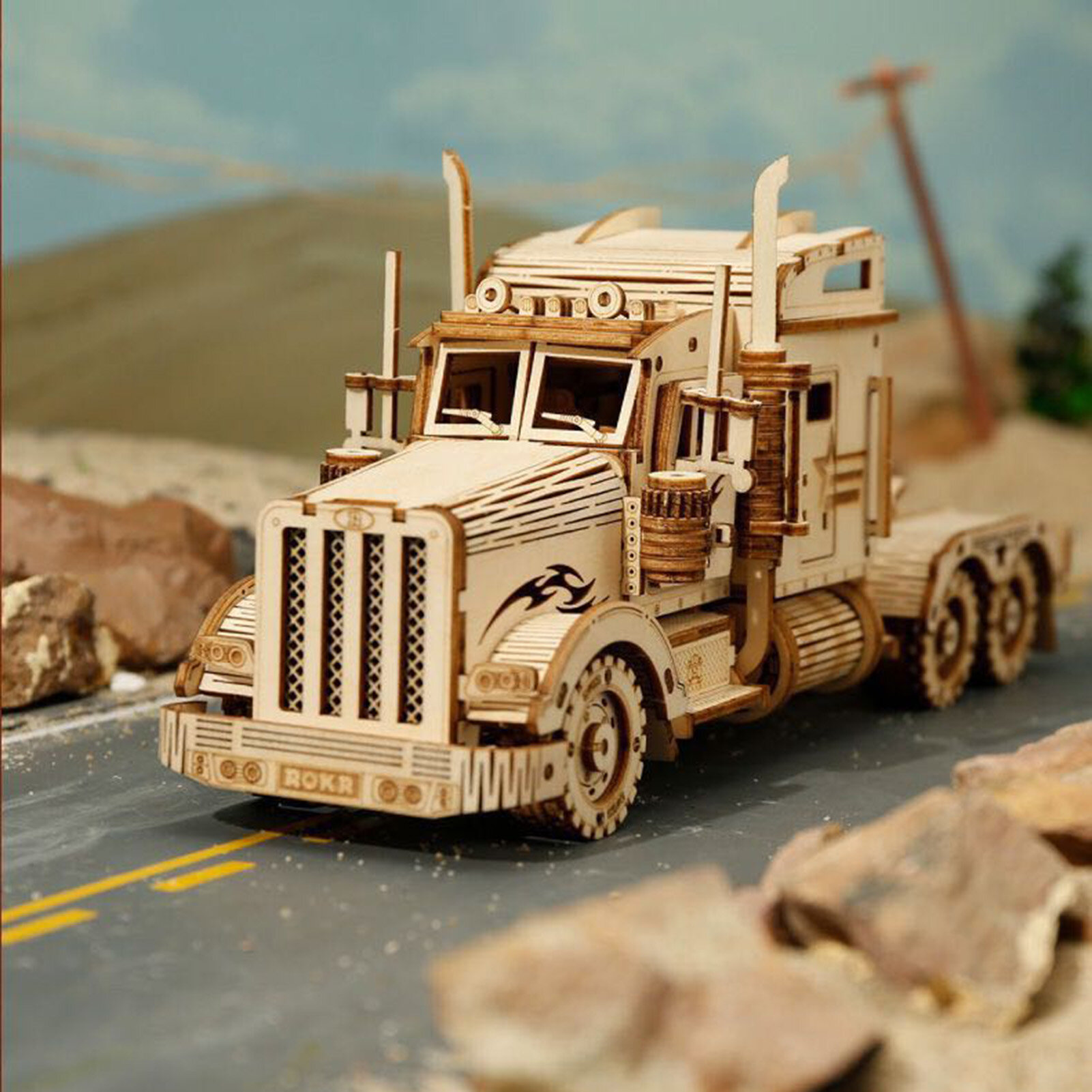 3D Car Truck Model Self Assembly Wooden Puzzle Jigsaw Children DIY Toy Gift