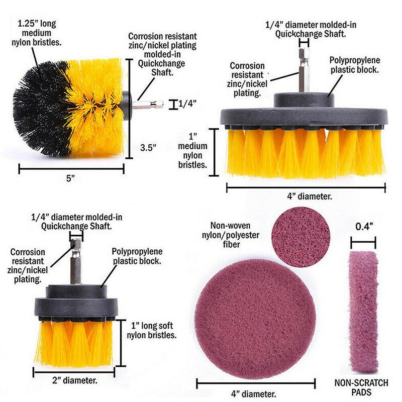 Power 10Pcs Drill Brush Electric Attachment Set Power Scrubber Cleaning carpet Clean