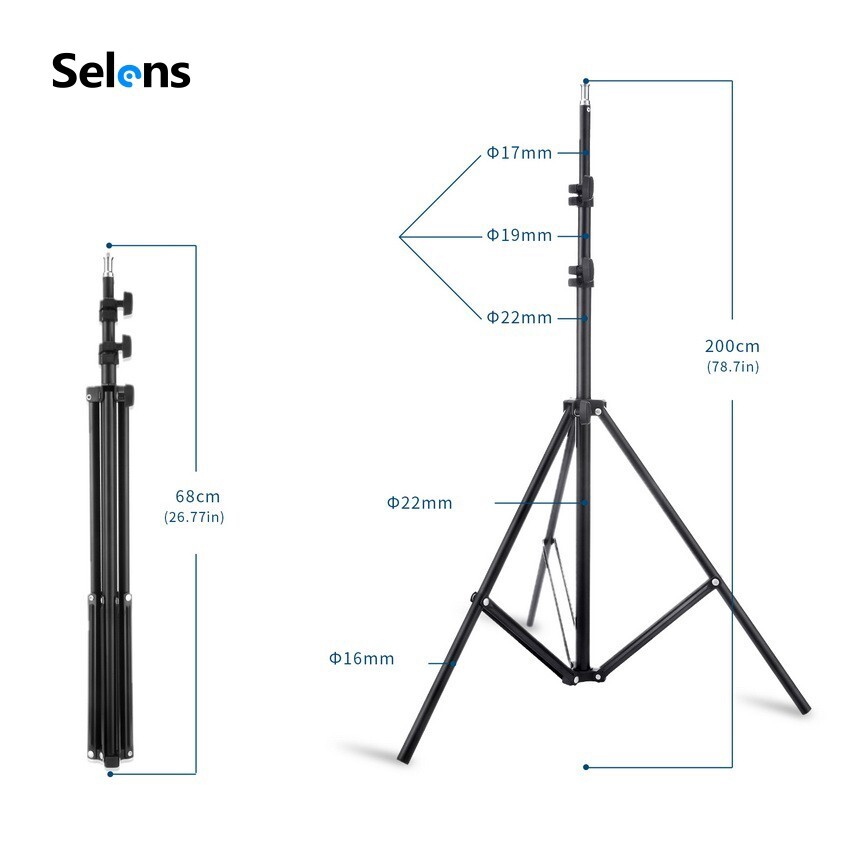 Selens LED Ring Light 26cm Dimmable Video Live Studio Lighting Round light Youtuber Facebook With 2m Tripod Stand For Vlogging Makeup Selfie