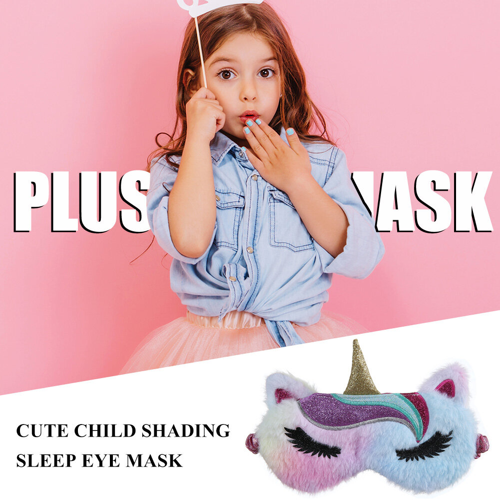 MOJOYCE Plush Sleeping Blindfold Soft Cartoon Girls Home Rest Eye Cover Shading Eyepatch 19x9cm