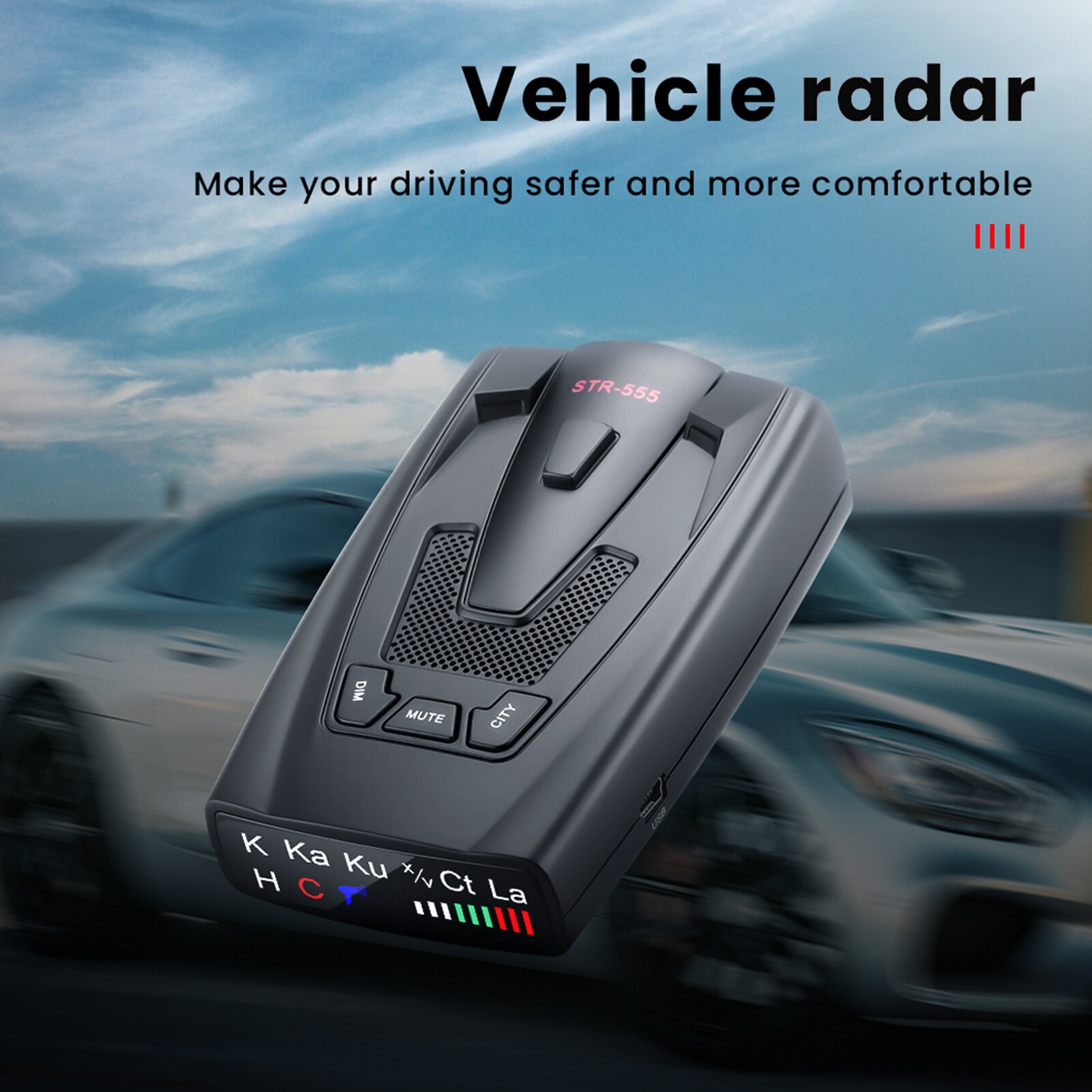 Radar Detector Full Frequency Detection Automotive Speed Alarm System Radar Detector with Red Light Camera Warning for Car