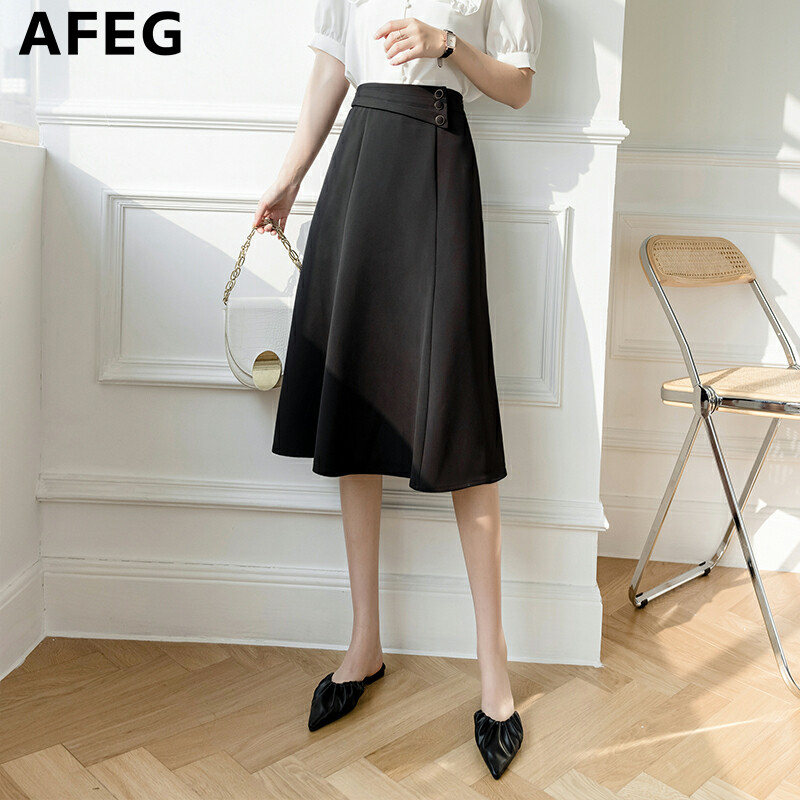 AFEG's new Korean version of the all-match thin and temperament irregular half-length A-line skirt