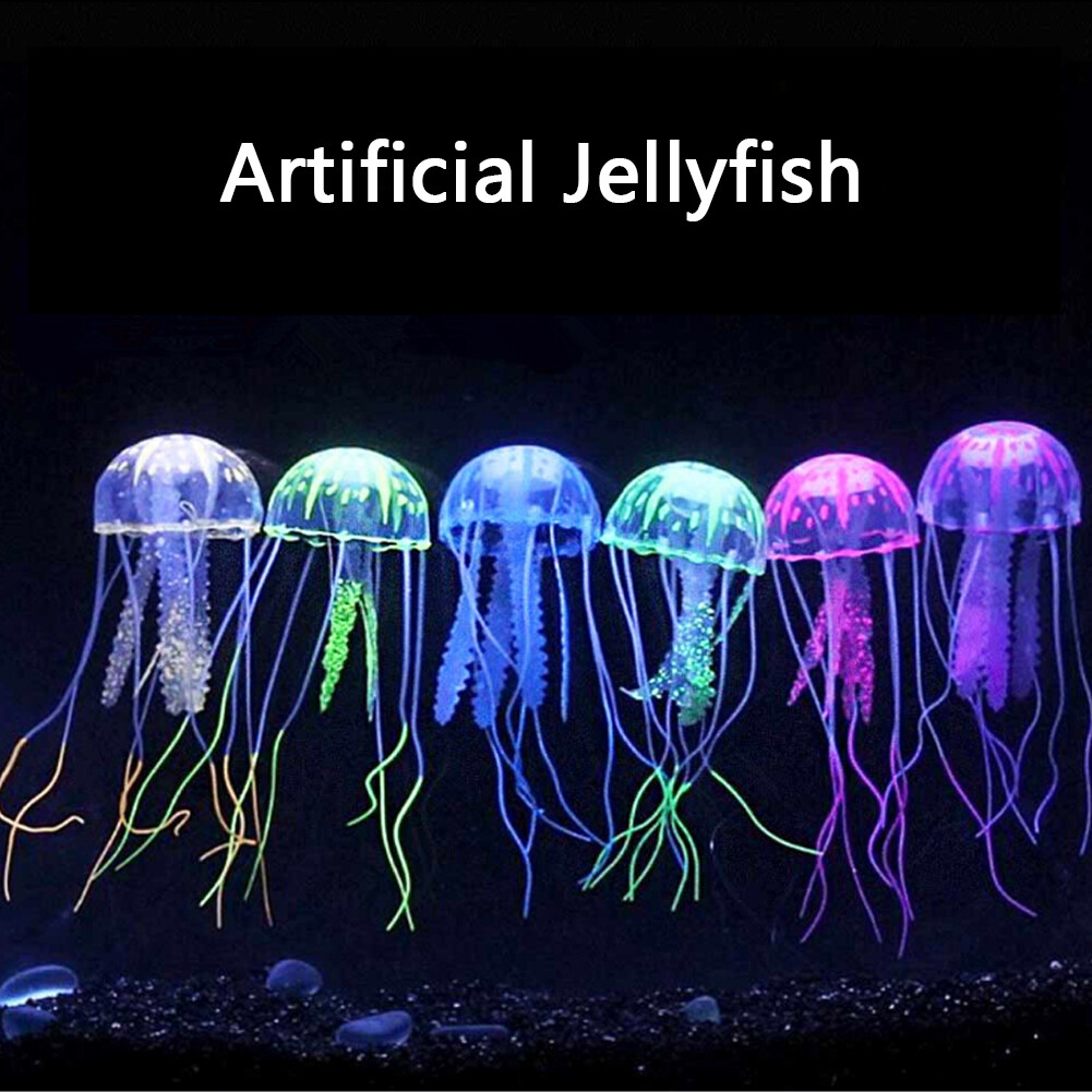 Artificial Swim Glowing Effect Jellyfish Aquarium Decoration Fish Tank Underwater Live Plant Luminous Ornament Aquatic Landscape