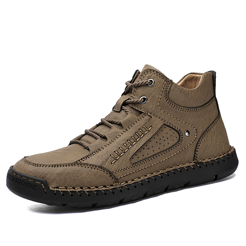Winter Men's Boots Soft Leather Men's Snow Boots Plush Warm Men's Ankle Boots Comfortable Men's Motorcycle Boots Big Size 48 SUPERLI