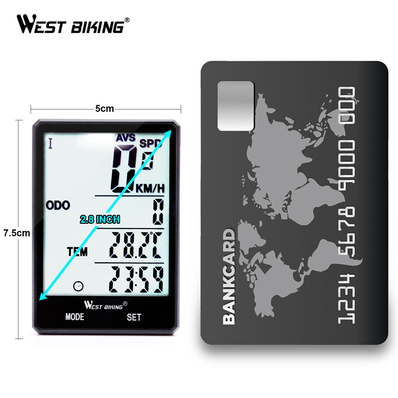 West Biking Bicycle Computer Wired Wireless Cycling Speedmeter 2.8 inch Large Screen Waterproof Bicycle Computer MTB Road Bike Odometer Stopwatch