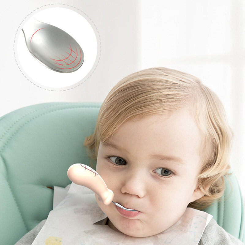 IP Portable Children's Fork and Spoon Creative Cartoon Fork and Spoon Complementary Feeding Spoon Fork Stainless Steel Training Cutlery