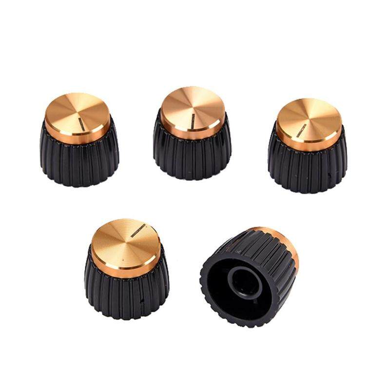 Baoblaze 5 miếng Guitar khuếch đại núm với nắp vàng