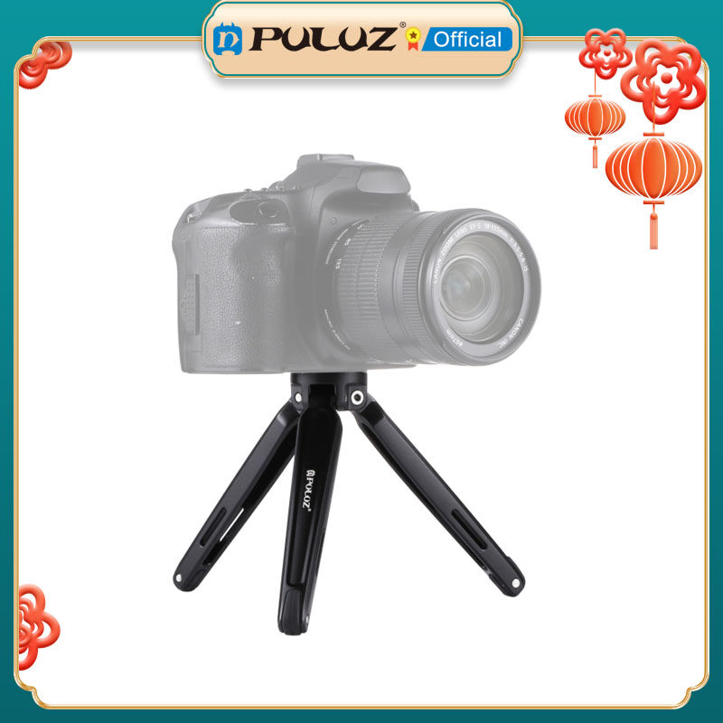 PULUZ Giá Đỡ Ba Chân Máy Tính Để Bàn Mini Bằng Kim Loại Với Vít Chuyển Đổi Ren 1/4 Inch Đến 3/8 Inch Cho DSLR Và Máy Ảnh Kỹ Thuật Số, Chiều Cao Có Thể Điều Chỉnh: 4.5-15Cm, Tải Trọng Tối Đa: 20Kg