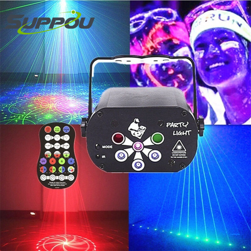 Suppou 6 /8 Lỗ USB 2020 Đèn Chiếu Laser Mini Mới Đèn UV RGB 3 Trong 1 Đèn Sân Khấu Dj Sàn Nhảy Bóng Ma Thuật 6 Lỗ Cho Giáng Sinh Halloween Bar