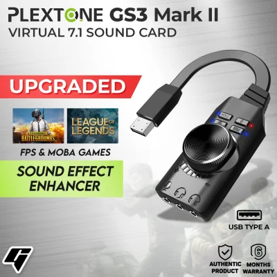 PLEXTONE GS3 Virtual 7.1CH USB Sound Card External Audio Card 3.5 mm USB Adapter Gaming PC Laptop