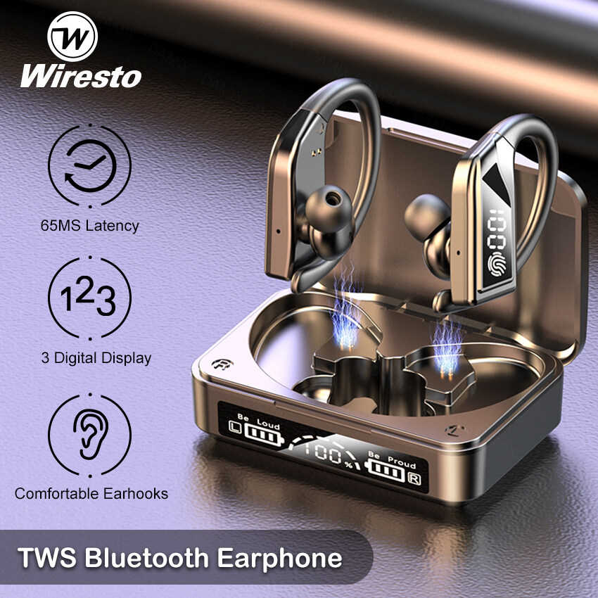 Wiresto TWS fülhallgató vezeték nélküli fülhallgató Bluetooth 5.1 fülbe helyezhető fejhallgató akasztó Fülhallgató sport fülhallgató izzadságálló fejhallgató_voghion.com