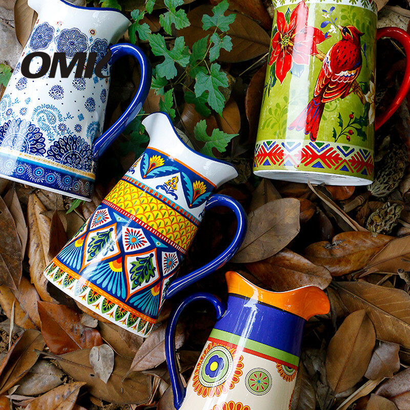 OMK American Style Underglaze Ceramic Cold Water Jug Large Water Pitcher Sealed Vase