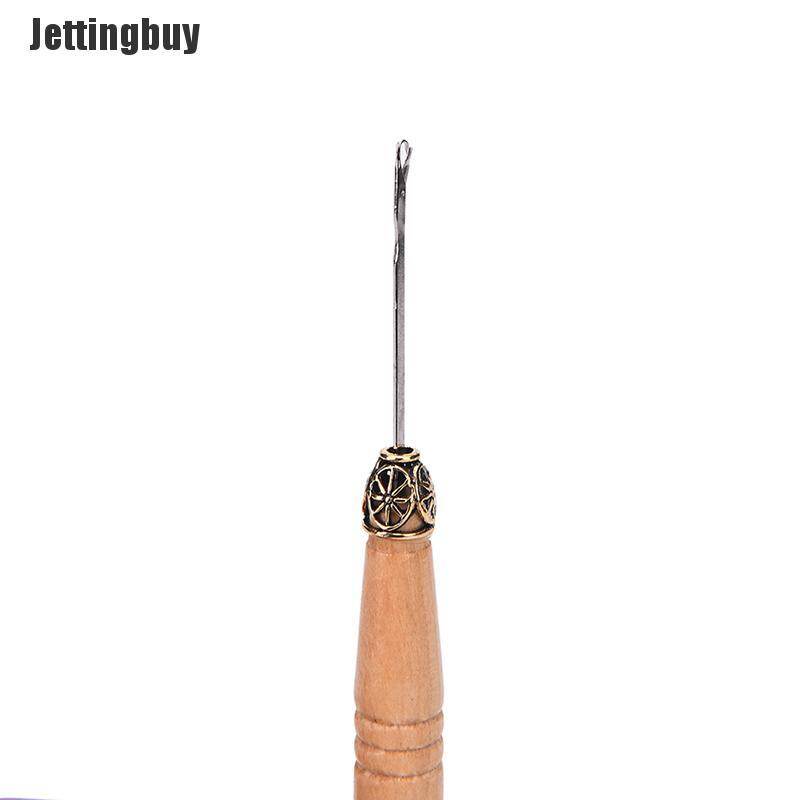 [Jettingbuy] Bộ Dụng Cụ Nối Tóc Lông Vũ Cán Gỗ Dụng Cụ Kéo Kim Móc Chỉ Tự Làm Cho Tiệm Làm Tóc