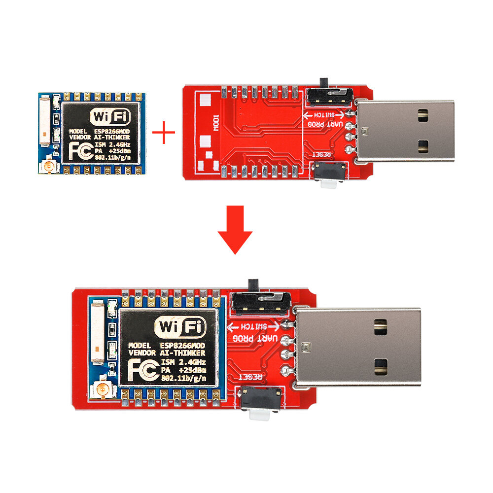 ESP07 ESP-07 Serial CH340G USB to ESP8266 Wireless WiFi Adapter Transceiver Module UART Adapter for Arduino