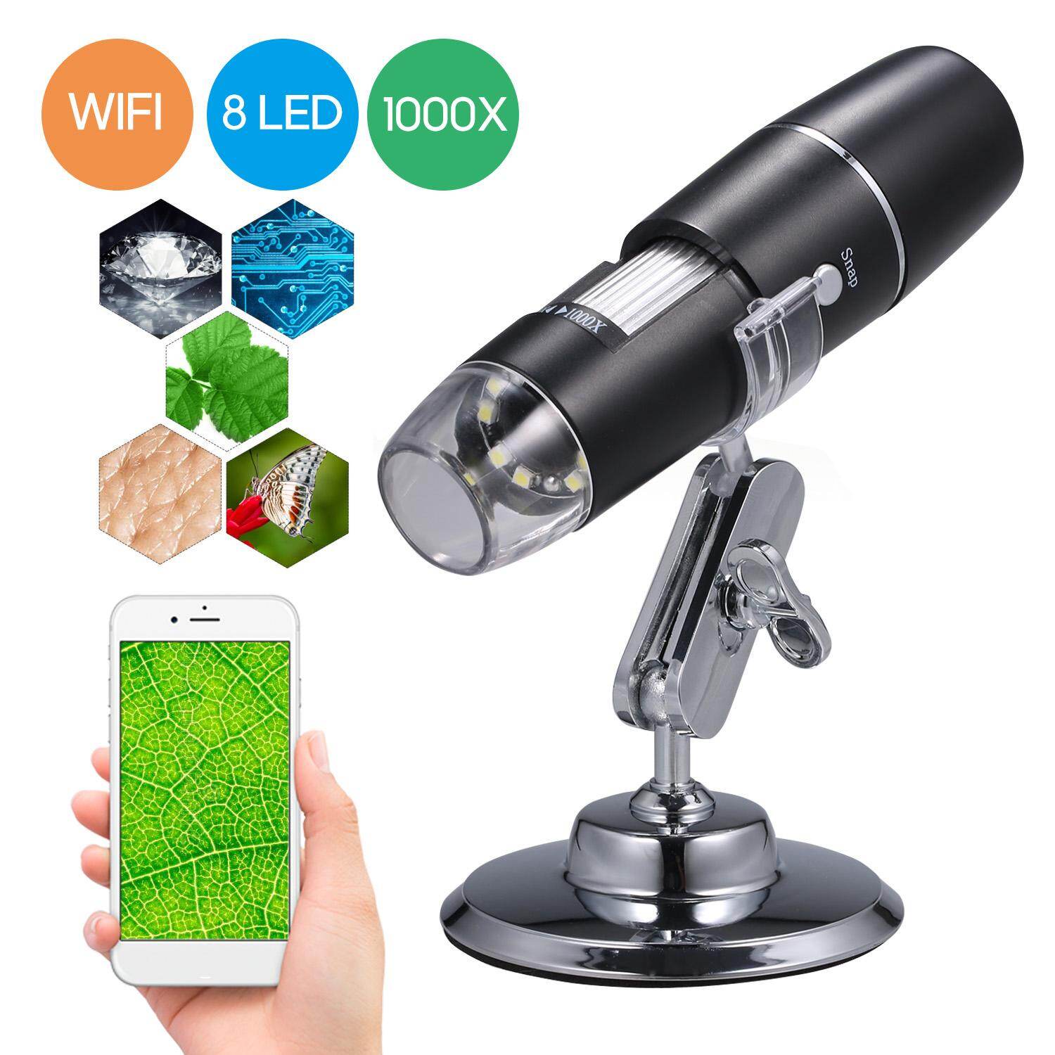KKmoon Electron Digital Microscope Portable WiFi Wirelessly 1000x High Definition Magnifying Glass Christmas Halloween Educational Gift for Children