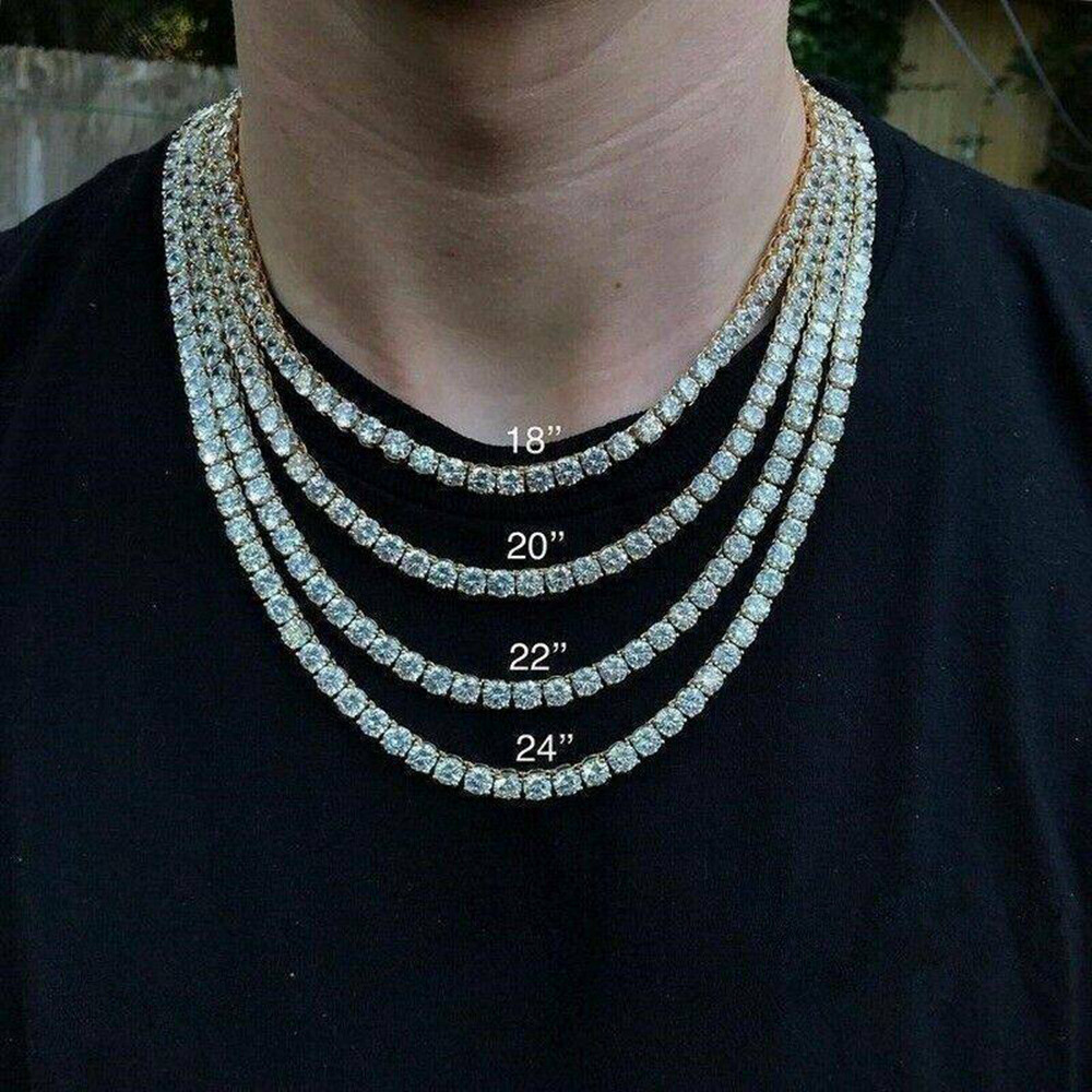 1Pc Crystal diamond gold silver ladies men's necklace hip-hop tennis necklace necklace chain gift diamond gold silver square claw chain rhinestone necklace