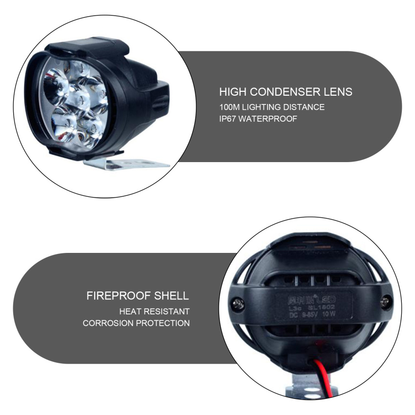 2Pcs Led ไฟหน้ามอเตอร์ไซด์แสงสว่างสีขาวมาก6LED ทำงานไฟสปอร์ตไลท์รถ ...