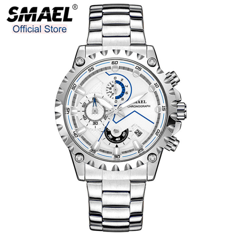 Đồng hồ thể thao SMAEL cho nam, đồng hồ đeo tay thạch anh có ngày tự động, dây thép không gỉ, thương hiệu hàng đầu, chống nước, đa chức năng, 9006gd