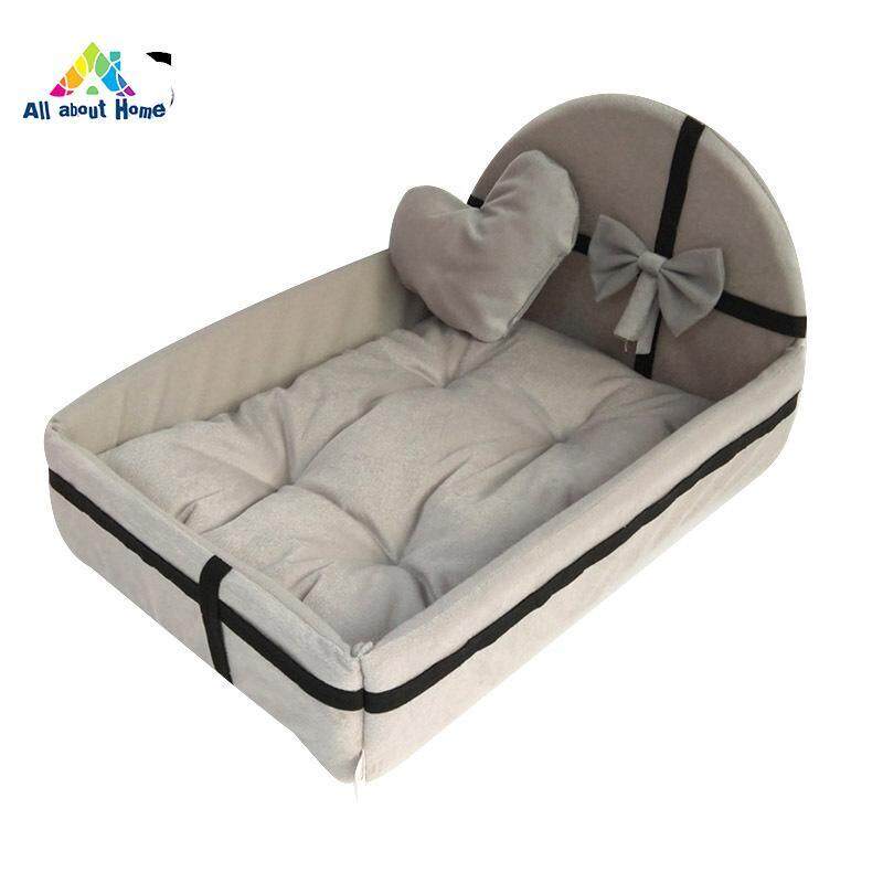 ABH 1 Chiếc Giường Thú Cưng Có Thể Tháo Rời Chó Con Ổ Mèo Mềm Mại Ấm Áp Để Ngủ Màu Xám + S