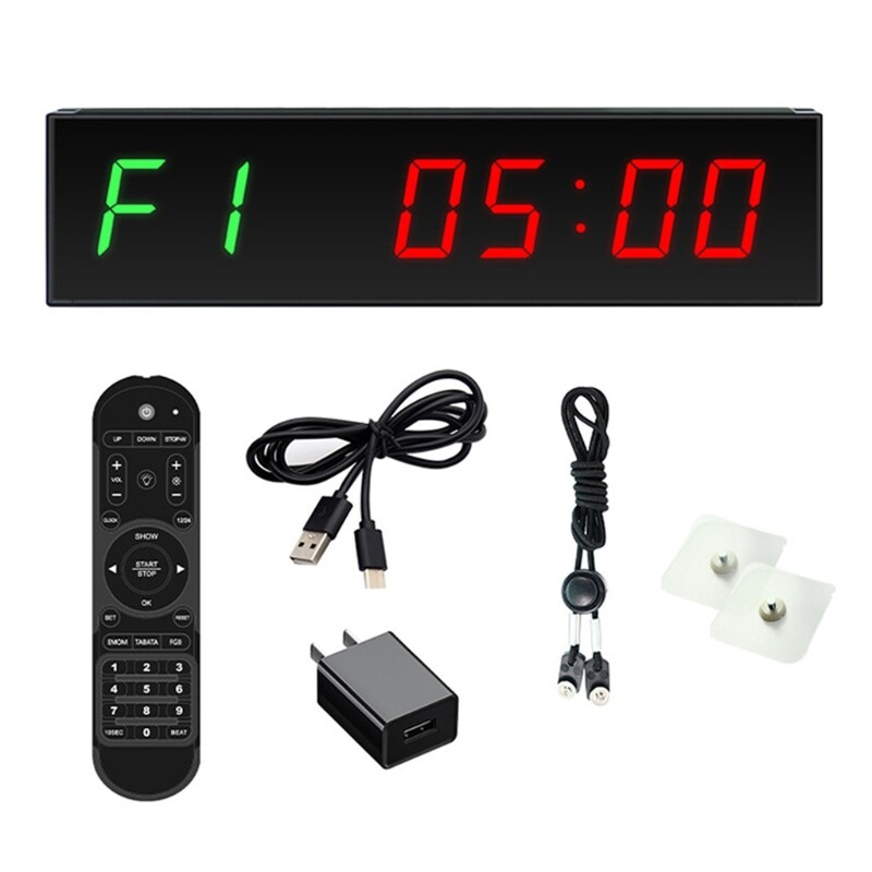 Large Screen Gym Timer 1.5Inch Digits Count Down/Up Timer Box Cycle Interval Clock Stopwatch for Gym Fitness Training