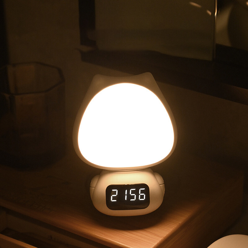 XiaoZhubangchu Remote control night light small night light 300°rotating charging and plugging dual-purpose timing adjustable light with clock