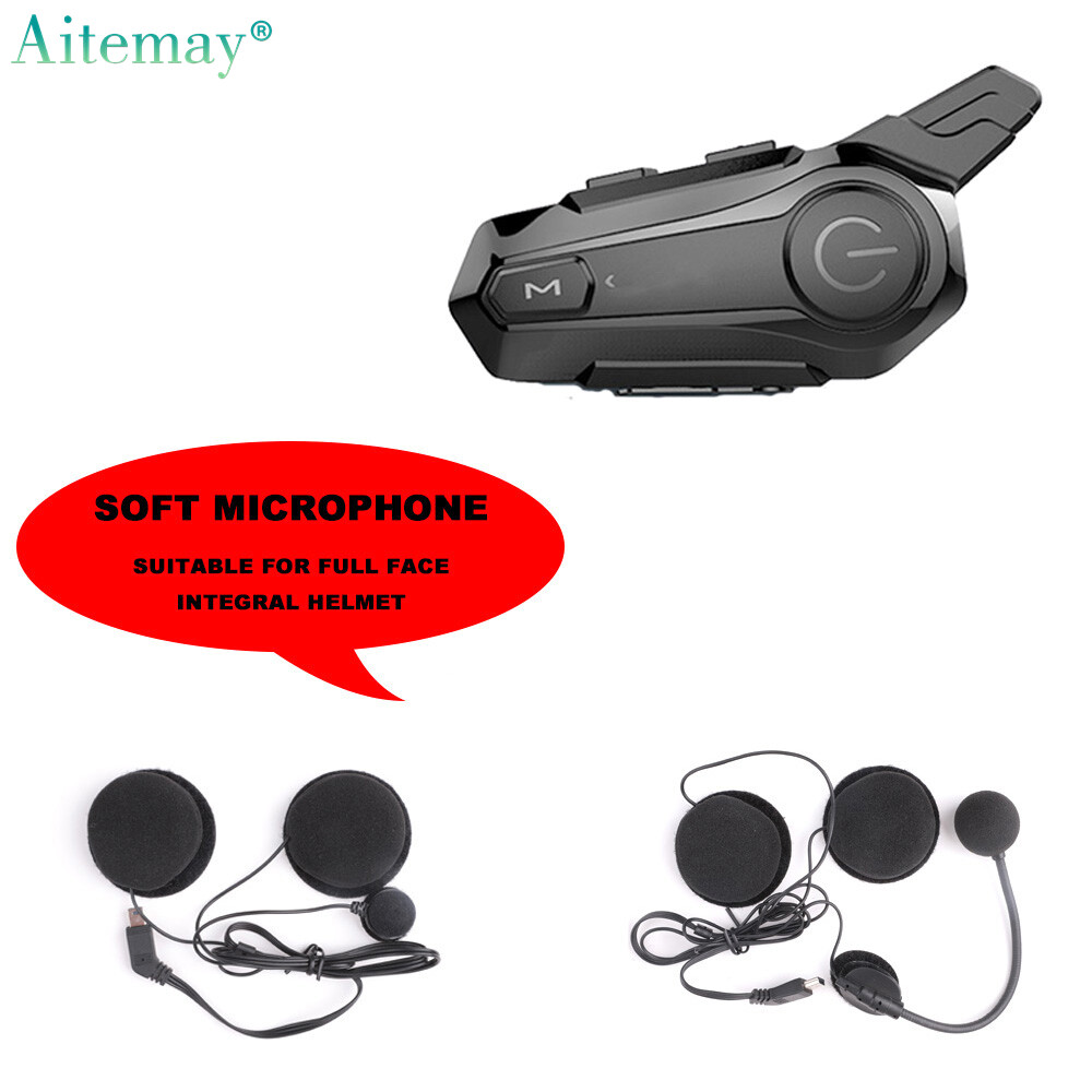 Aitemay E1 Motorcycle Bluetooth 5.0 Headphone Wireless Handsfree Headset with Microphone (Soft Mic Version)
