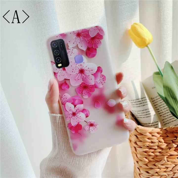 Casing Ponsel Lembut Pola Bunga Pelindung Hp Vivo Y30 Y30i Y50 Y20 Y20s Y20i Warna Merah Muda Leshistore Lazada Indonesia