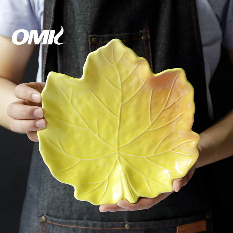 OMK Maple leaf shaped Ceramic plates and salad bowls