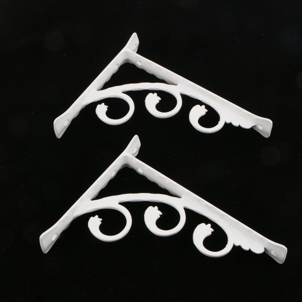 Baosity 2Pcs Wall Mounted Shelf Shelves Bracket, Corner Brace, Metal Hanging Support Brackets White