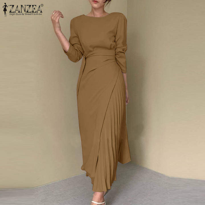 ZANZEA Đầm Dự Tiệc Xếp Ly Dài Tay Phong Cách Hàn Quốc Cho Nữ Đầm Maxi Thời Trang Thanh Lịch – zanzea >>> top1shop >>> lazada.vn