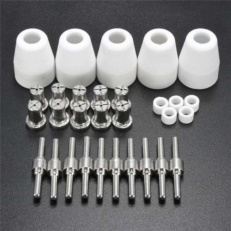 30pcs LG-40 PT-31 Plasma Cutter Torch Consumables EXTENDED Nickel-plated CUT-50 The Electrodes And Nozzles Nickel Plated On Copper With Electrode Plasma Welding Torch Assembly Kit