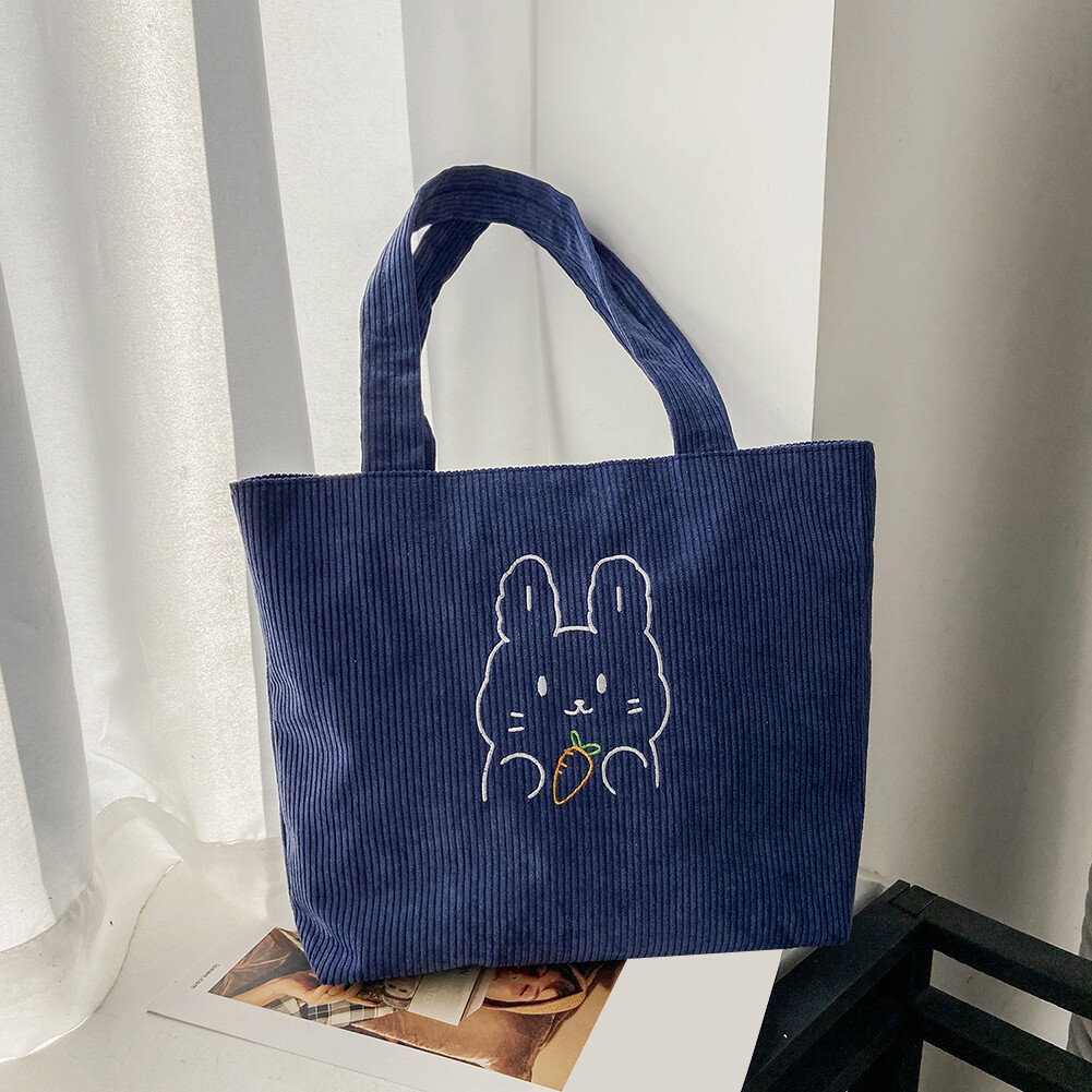 BAGOO Túi Đeo Vai Nhung Kẻ Cho Nữ, Túi Xách Họa Tiết Gấu Hoạt Hình Phong Cách Hàn Quốc Túi Tote Mua Sắm Du Lịch Sức Chứa Lớn Cho Nữ