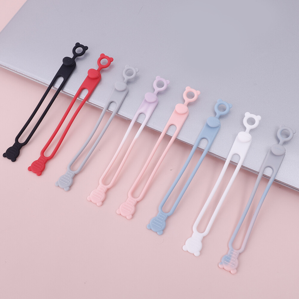 3Pcs Cable Ties Elastic Silicone Organizer Straps Reusable Headphone Cable Organizing Wire Winder