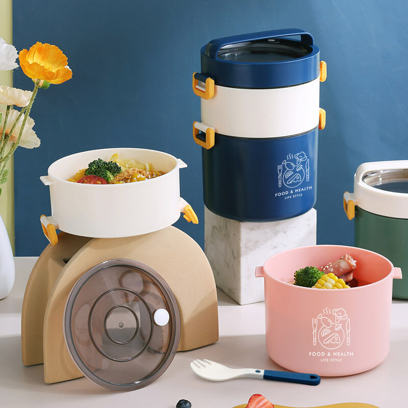 Student Lunch Box Office Lunch Box Lunch Box Bento Box Round Plastic  Microwave Multilayer Large Capacity