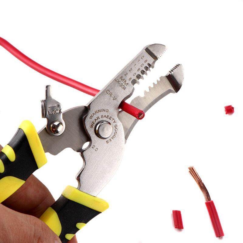 Multifunctional Wire Stripper Pliers Cable Cutter Crimping Stripping Hand Tool Rubber Handle