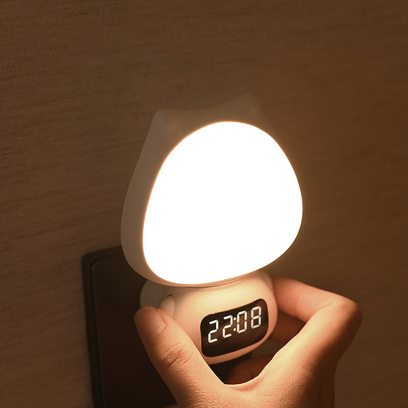 XiaoZhubangchu Remote control night light small night light 300°rotating charging and plugging dual-purpose timing adjustable light with clock