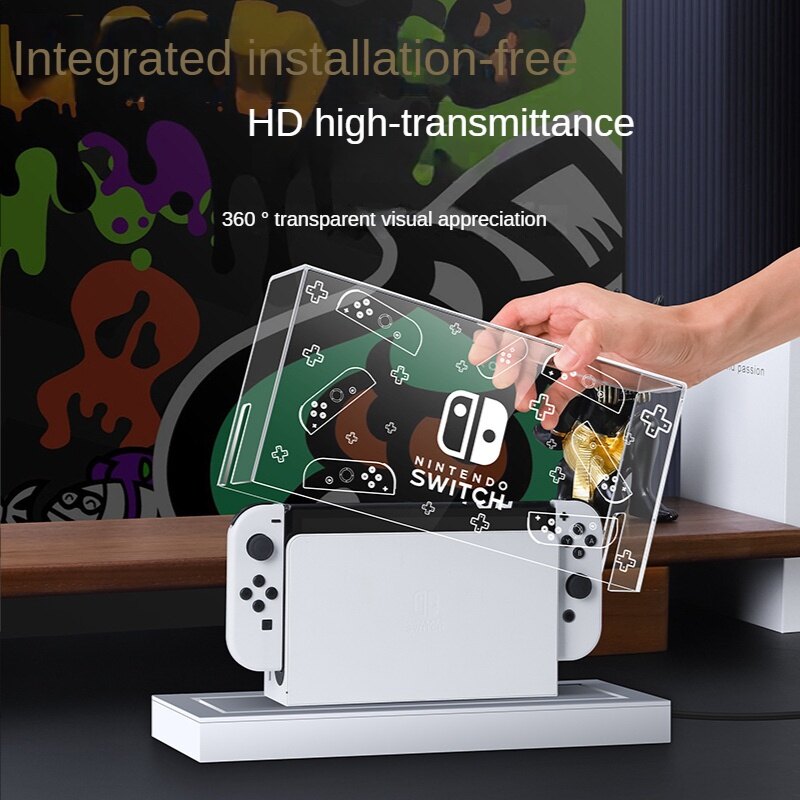 20 Colors Luminous Base Dust Cover for Nintendo Switch & Switch OLED Charging Dock Acrylic Host Shell NS Protective Sleeve