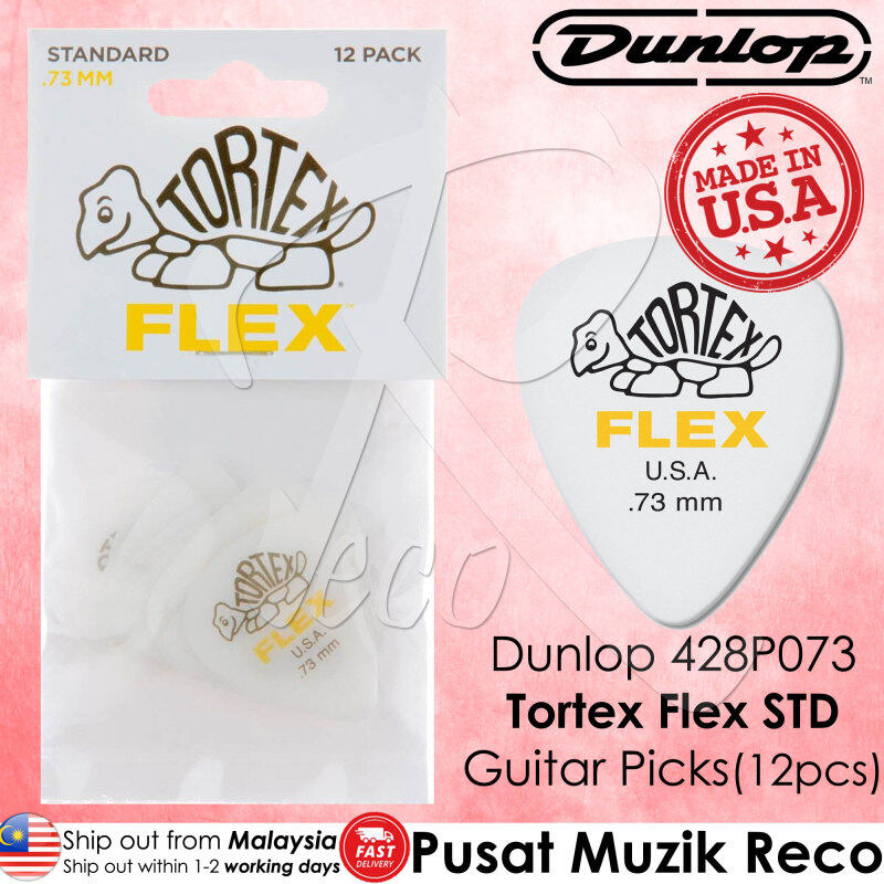 Dunlop 428P073 Tortex Flex Standard Guitar Pick 0.73mm Guitar Picks Player Pack MADE IN USA (12pcs) Malaysia