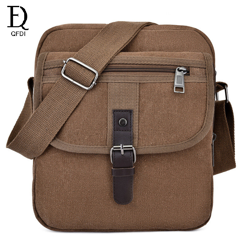 QFDI New men's canvas bag single shoulder bag business slant backpack